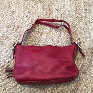 COACH red leather shoulder bag